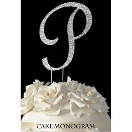 DE YI ENTERPRISE De Yi Enterprise 33015-P Monogram Cake Toppers - Silver Rhinestone - P 33015-P